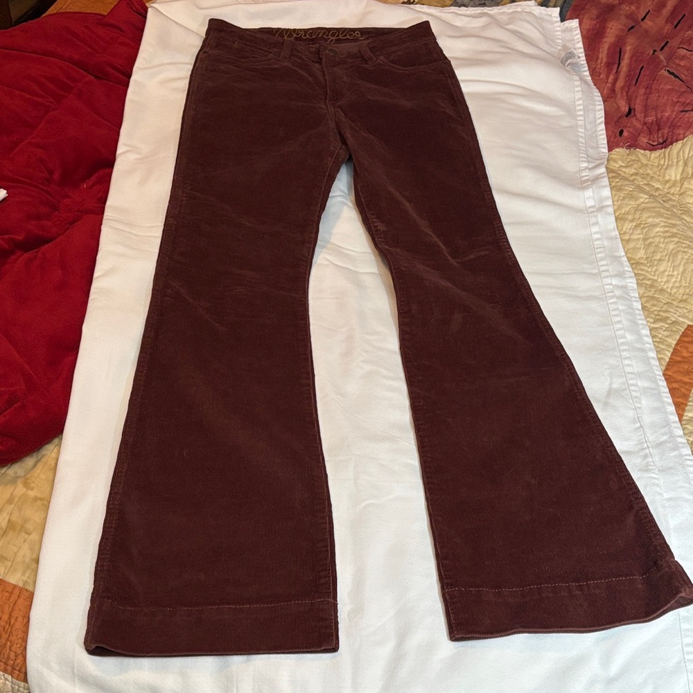 Rich Brown Retro Wrangler Corduroy Trousers size 28